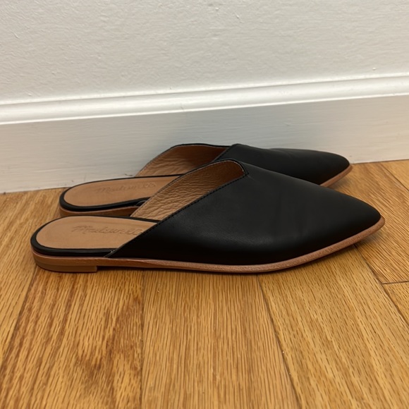 Madewell Black Leather Slides Mules Size 7 - Picture 4 of 5